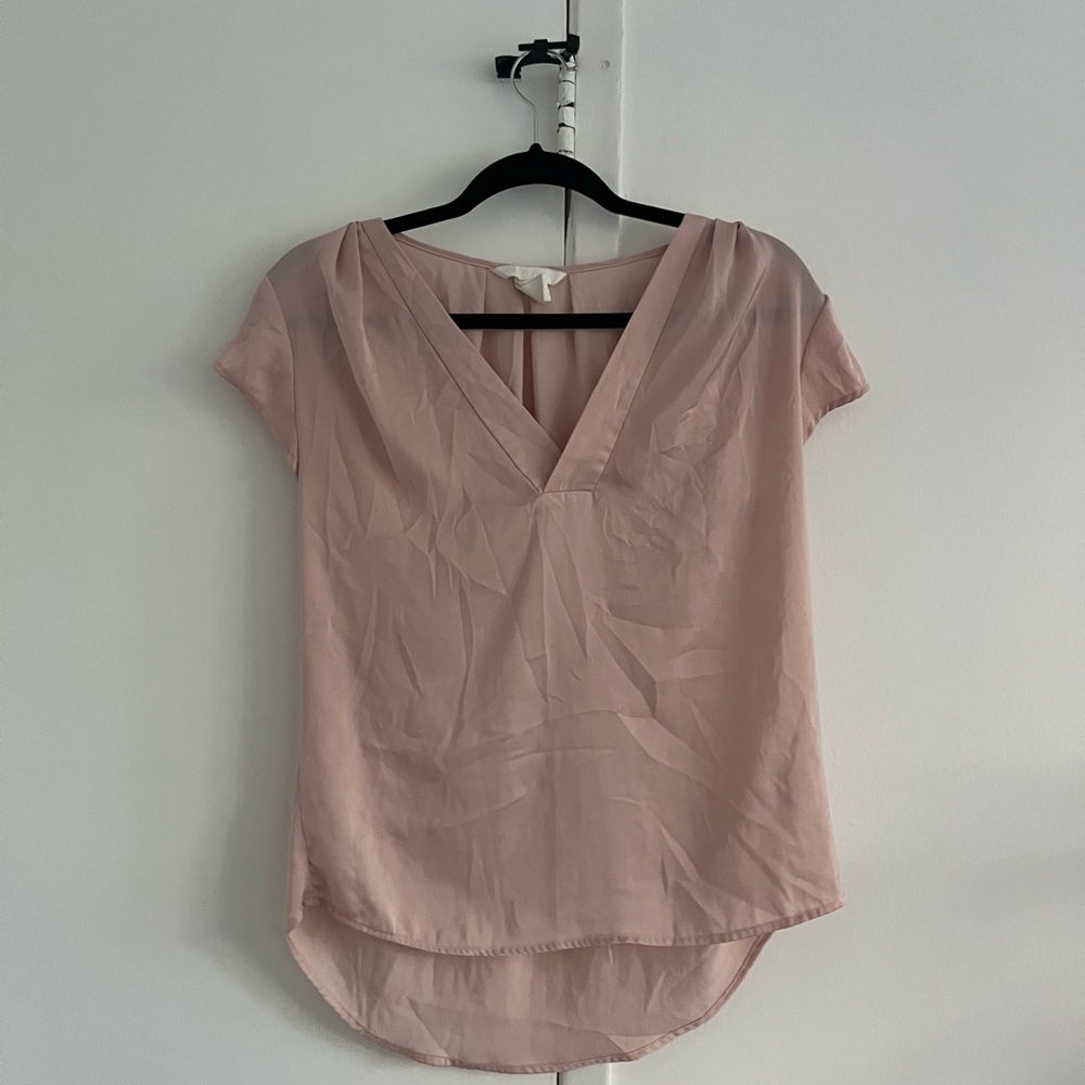 Pink V-Neck Women's Blouse